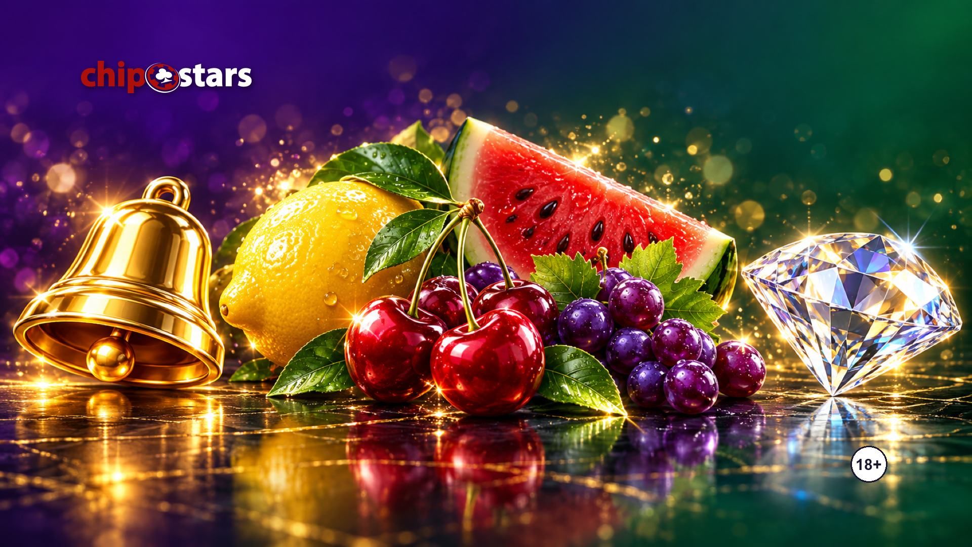 Glossy cherries, lemon, watermelon and grapes with a bell and a diamond: Fruit Million slot review at Chipstars